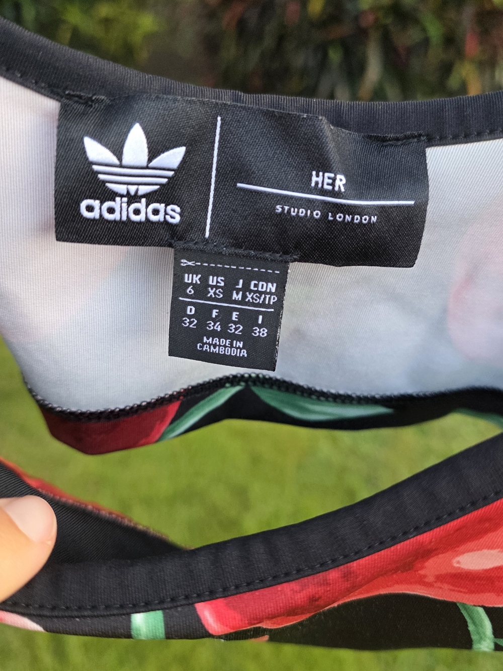 Adidas Cherry Print Crop Top - Black & Red - Picture 6 of 9